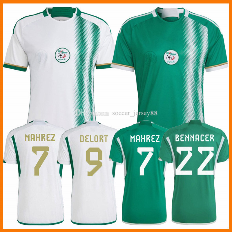 

2022 2023 Algerie Soccer Jerseys Mahrez Fans Player version 22 23 algeria BOUNEDJAH FEGHOULI BENNACER ATAL home white away green Maillot de foot kits Football Shirt, Men home