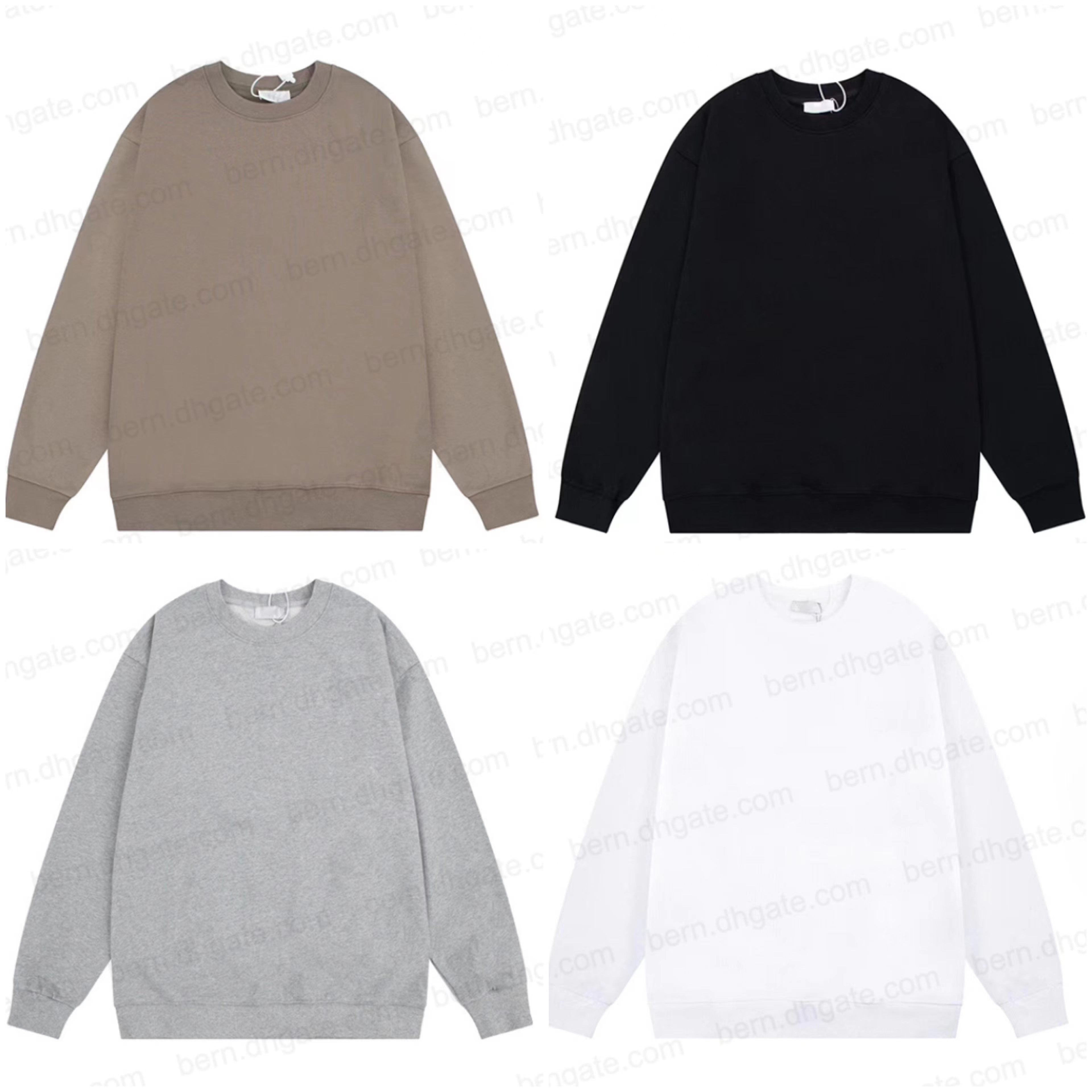 Fashion Embroidered Letter Logo Long Sleeve T-Shirt Round Neck Pullover Sweater for Women or Men Black and White Sweatshirts XS-L-image-768312859