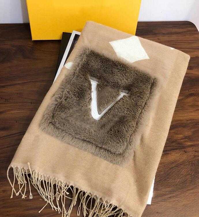 

Luxury Warm Scarf Brand Letters Print High Quality Long Scarves For Women Cashmere Winter Designers Wool Pashmina Scarfs With Pocket 2 Color