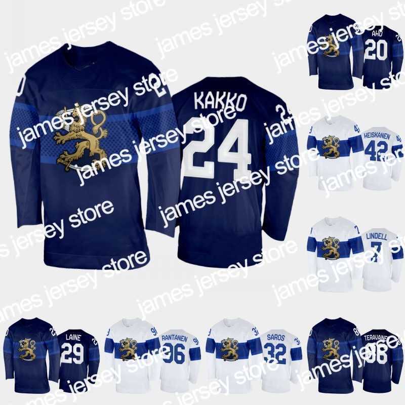

Finland 2022 Hockey Jersey Kaapo Kakko Esa Lindell Sebastian Aho Patrik Laine Juuse Saros Tuukka Rask Miro Heiskanen Aleksander Barkov Teuvo, Blue
