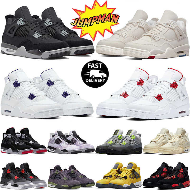 

basketball shoes 4 4s for men women Blak Cat Canvas Military Black Canyon Purple Infrared Tour Yellow Red Thunder Zen Master Sports Sneakers, Noir