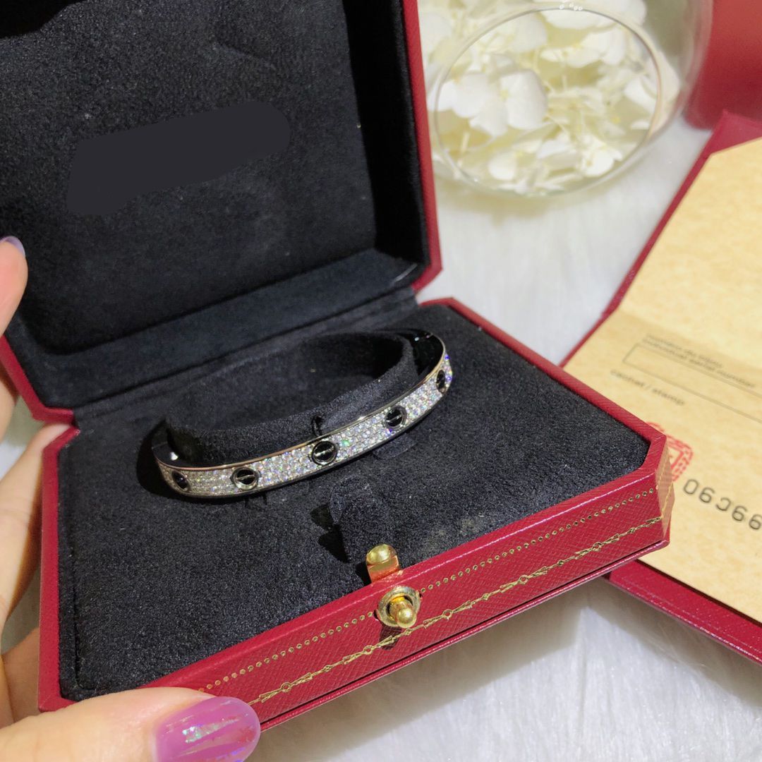 

V Gold Bangle Designer Bracelets Top Version Classic Black Agate Gold Bracelets Platinum sizes 16-19 With box