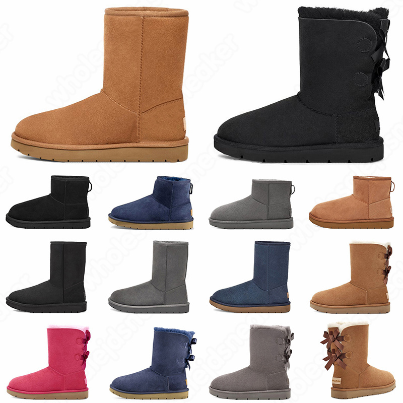 

womens snow designer boots GAI classic triple black chestnut purple pink navy grey fashion classic ankle short boot women ladies girls booties winter shoes, Classic short boot - brown