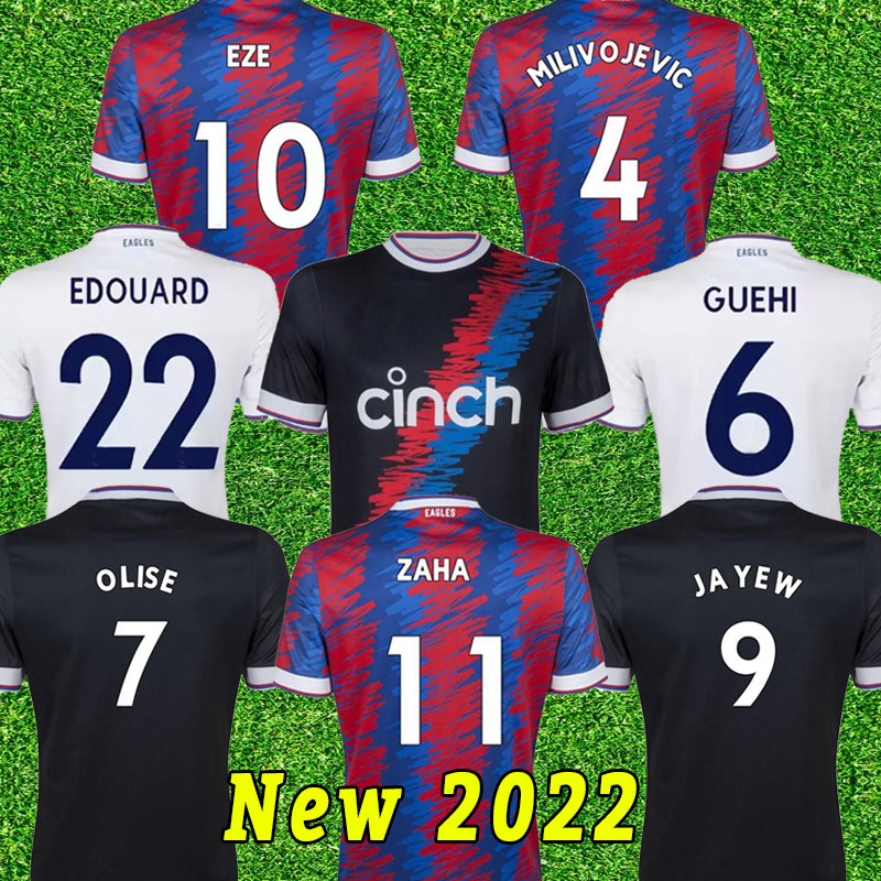 

PalaceS 22 23 EZE MILIVOJEVIC ZAHA Mens Soccer Jerseys BENTEKE SCHLUPP MATETA J.AYEW GALLAGHER Fans Version 3rd Short Sleeve Football Shirt 2022 2023 crystal, Home