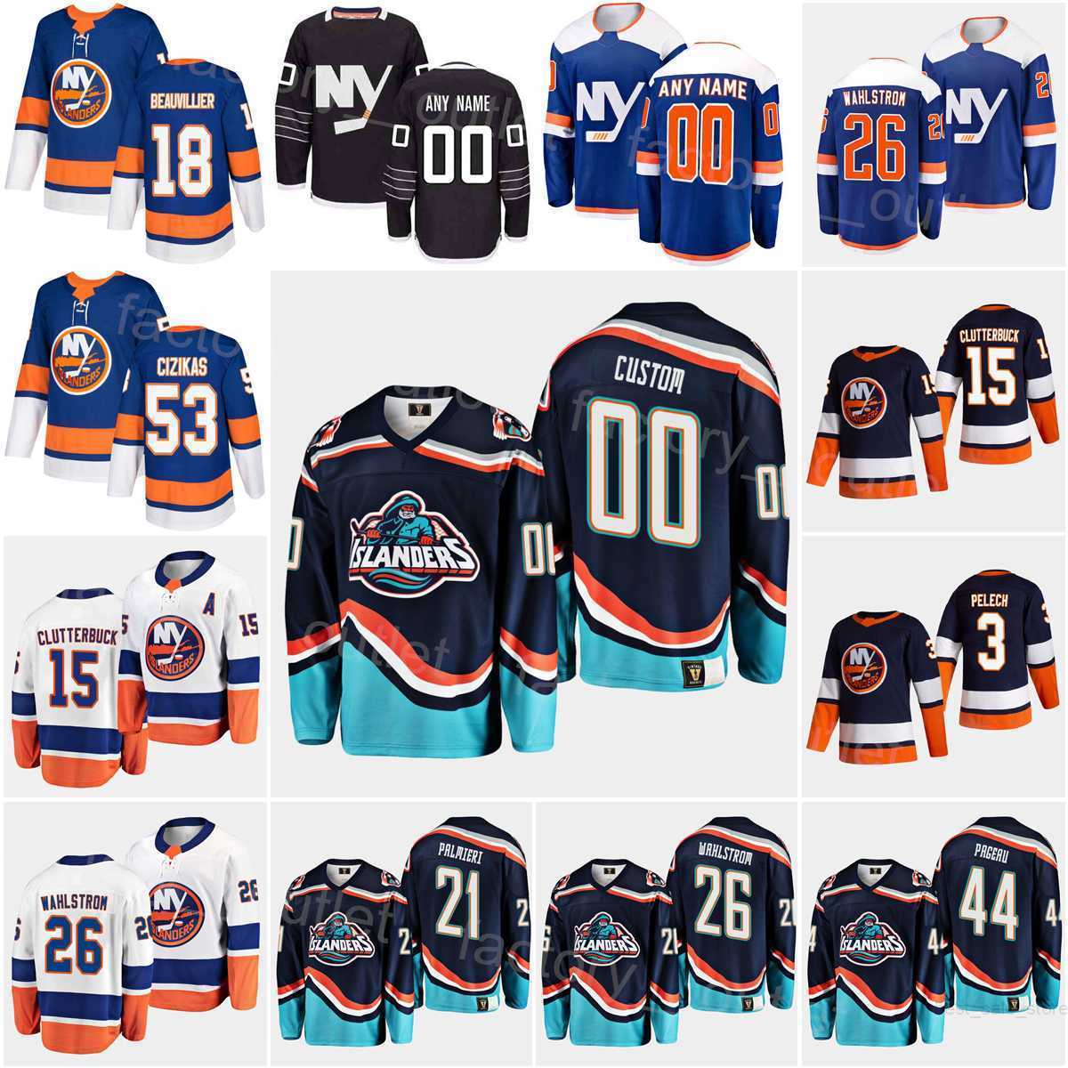 

New York Hockey Islanders 18 Anthony Beauvillier Jersey 3 Adam Pelech 30 Ilya Sorokin 15 Cal Clutterbuck 21 Kyle Palmieri 26 Oliver Wahlstrom Custom Men Kids Women, Blue