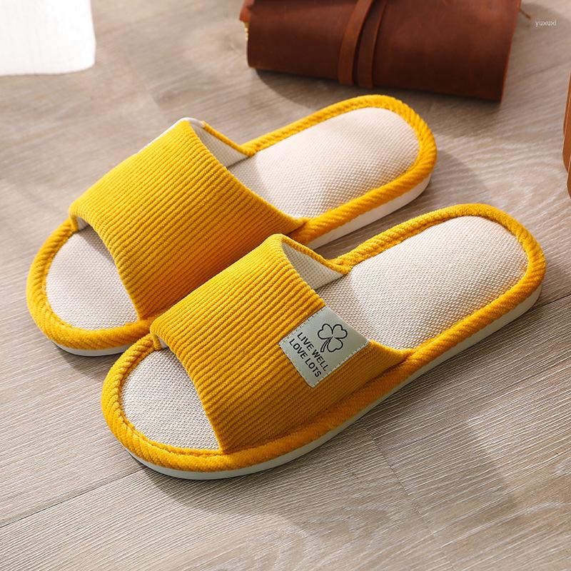 

Slippers Women Indoor Corduroy Floor Flat Shoes Comfort Anti-slip Home Flax Linen Slipper Unisex Woman Men House Cotton Slides, Linen brown