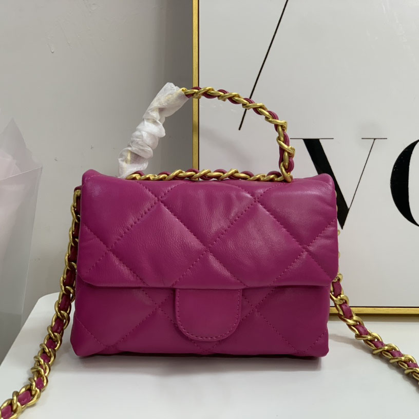 

Womens Calfskin Top Bracelet Handle Quilted Tote Bags Gold Metal Hardware Matelasse Genuine Leather Chain Shoulder Crossbody Designer Flap Handbags 21x15x18.5CM, Box