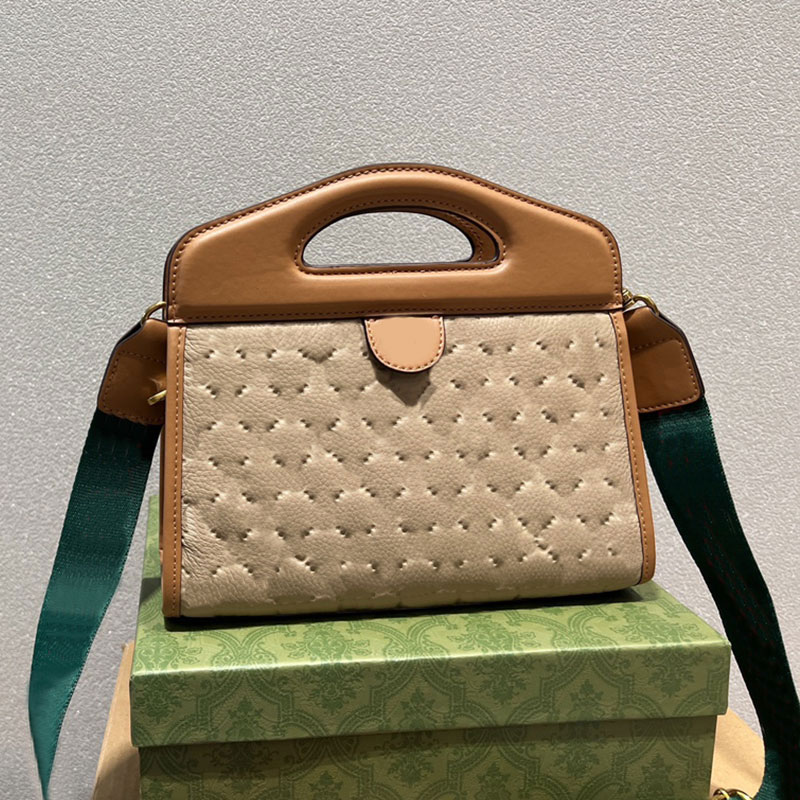 

Printed Handbag Crossbody Bags Women Clip Bag Genuine Leather Handbags Fashion Clutch Pouch Embossed Letter Red Green Shoulder Straps