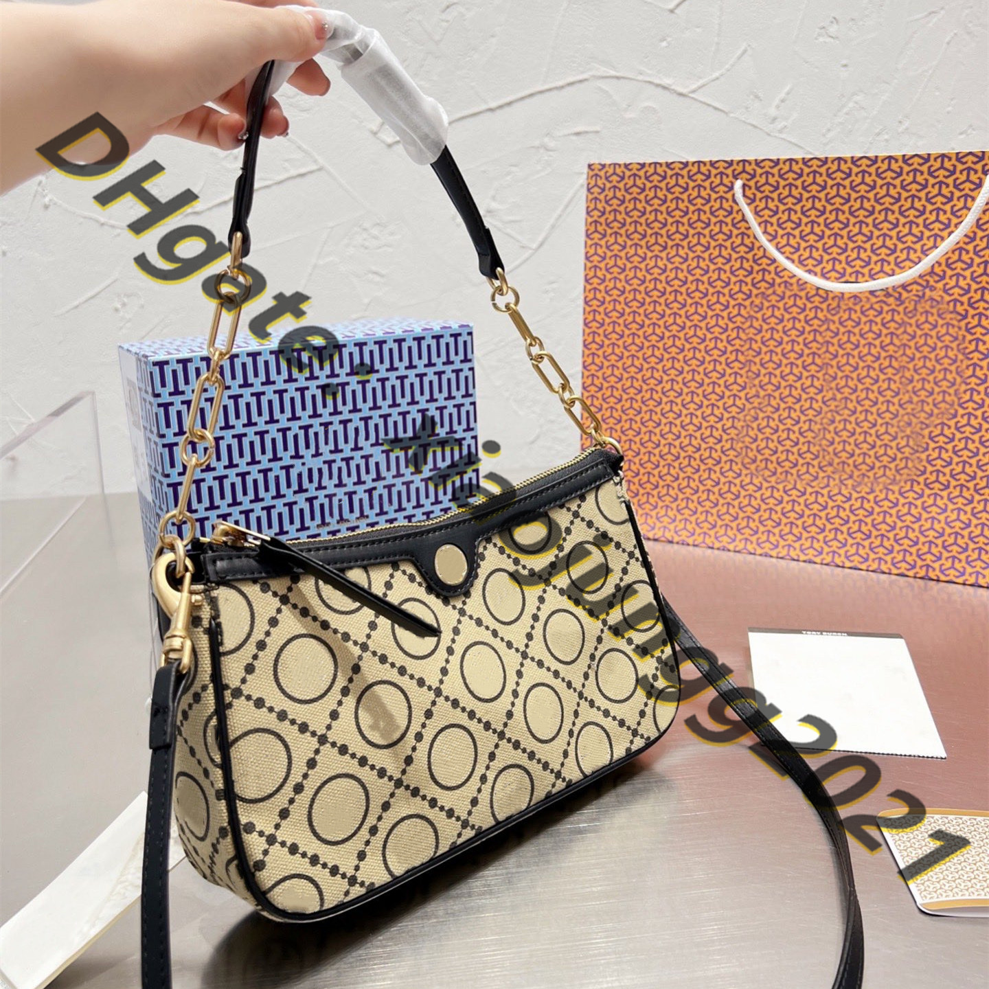 

Top Designer Clutch Bags handbags shoulder bag Cross Body Purse Totes Fashion style Adjustable detachable diagonal strap Crescent Goddess Jacquard zipper, Beige