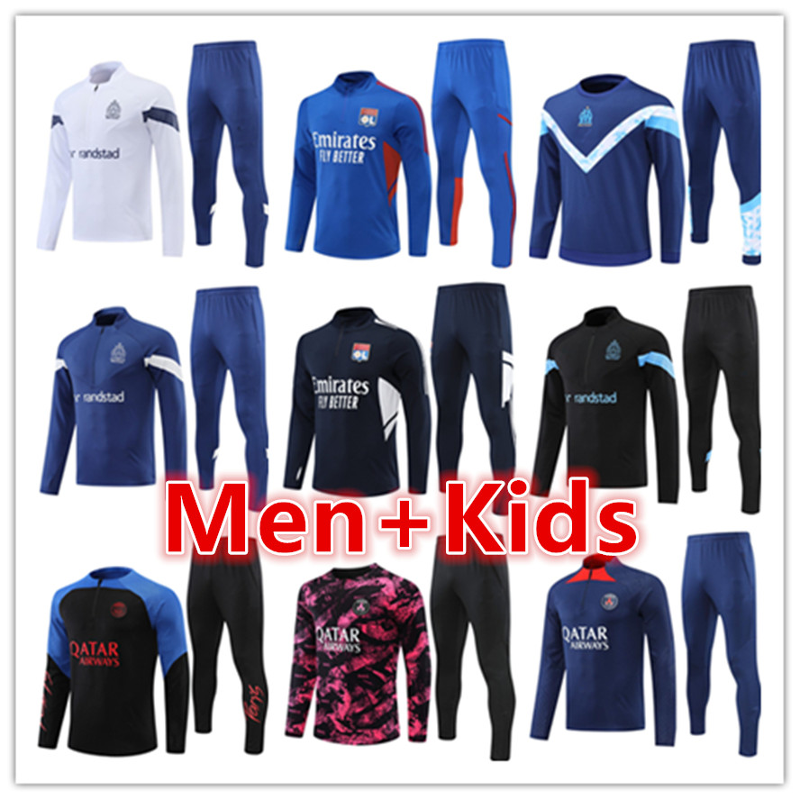

2022 2023 MarseilleS men kids soccer tracksuit training suit jersey set 22 23 mens football jerseys tracksuits jogging jacket kit survetement foot chandal futbol, 18
