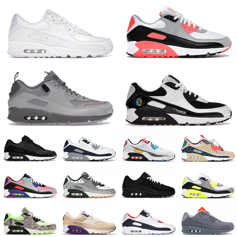 

90 90s Sports Running Shoes Big Size 12 Triple White Infrared Surplus Wolf Grey Lucha Libre for Mens Women Black Trail Team Gold Men Women Trainers Sneakers 36-46, B9 flyleather 40-45