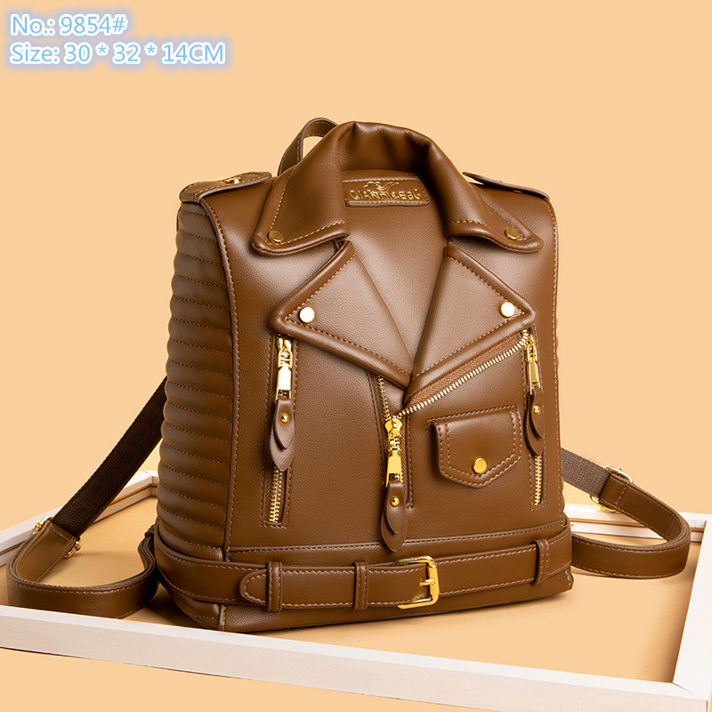 

Wholesale factory ladies shoulder bags 4 colors street trend leather punk backpack sweet and lovely clothes fashion handbag double zipper messenger bag, Silver-9854#