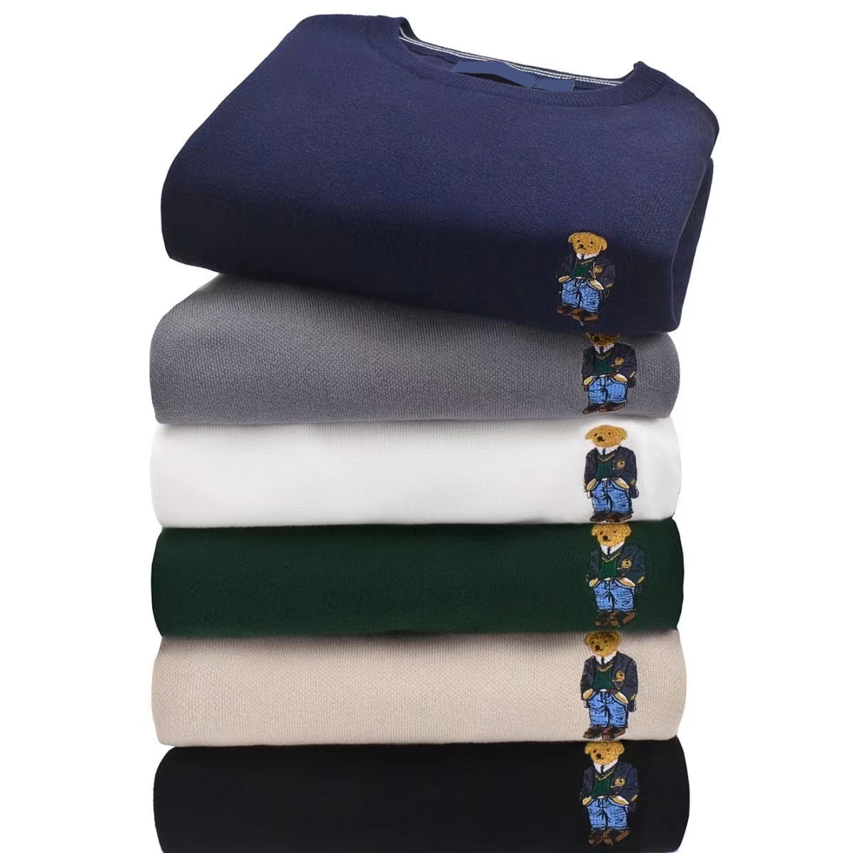 

Men sweaters cashmere bear crew neck ralph lauren pullover sweater long sleeve RL knitted print hip hop Loose casual ralphs, Hi