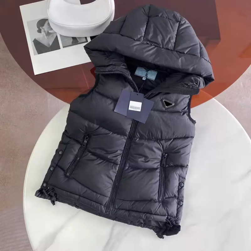 

Women' Fashion Vests Jackets Short Hooded Vest Long Style Slim Top Zipper Outwear Windbreaker Pocket Outsize Lady Warm Coats -L, Box
