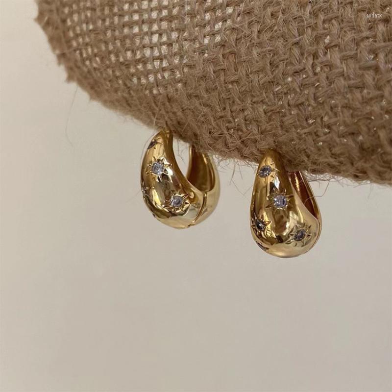

Hoop Earrings Minar Minimalist Gold Silver Color Metallic For Women Shinning CZ Cubic Zirconia Star Circle Chunky Earring Gifts