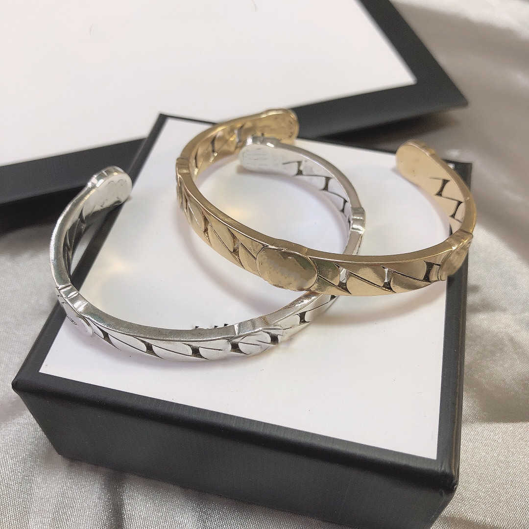 

Letter Bracelet Retro Bangles Fashion Design Open Silver Bracelets Couple Jewelry Supply