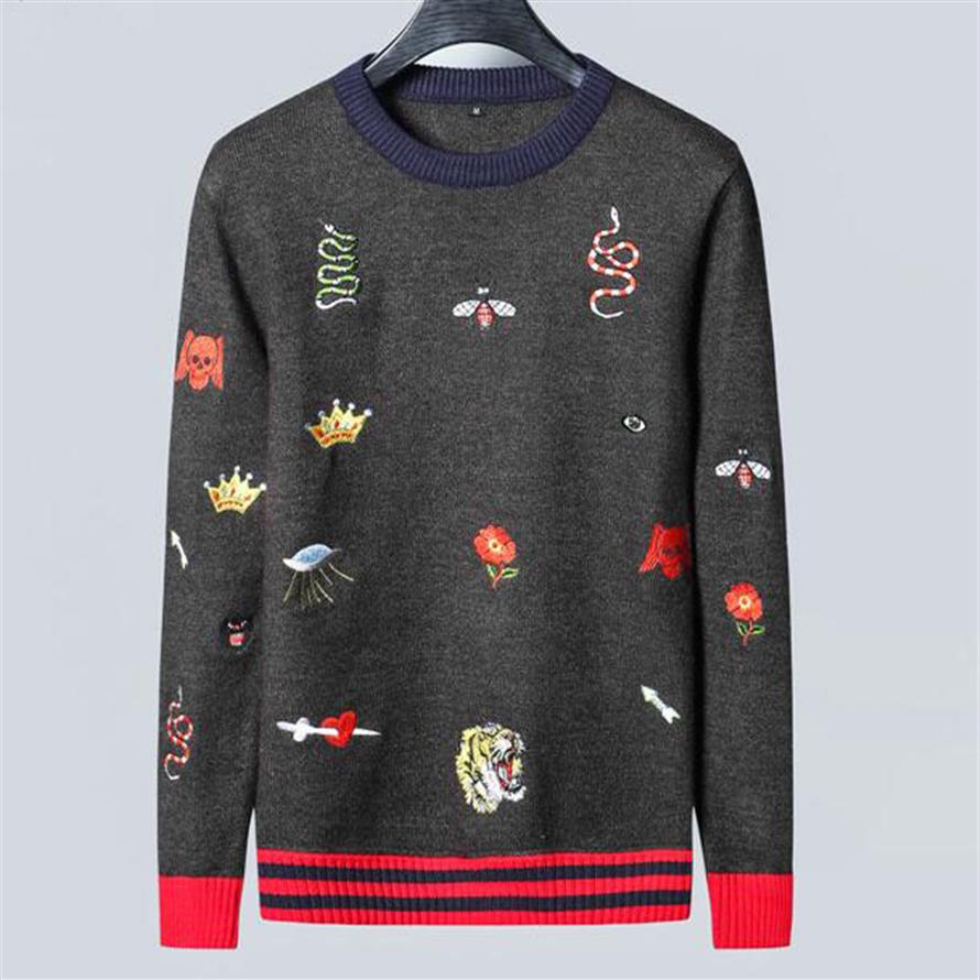 Man Sweater Pullover Men Brand Hoodie Long Sleeve Sweatshirt Tiger Bee Embroidery Knitwear Winter Design Mens Clothing304N