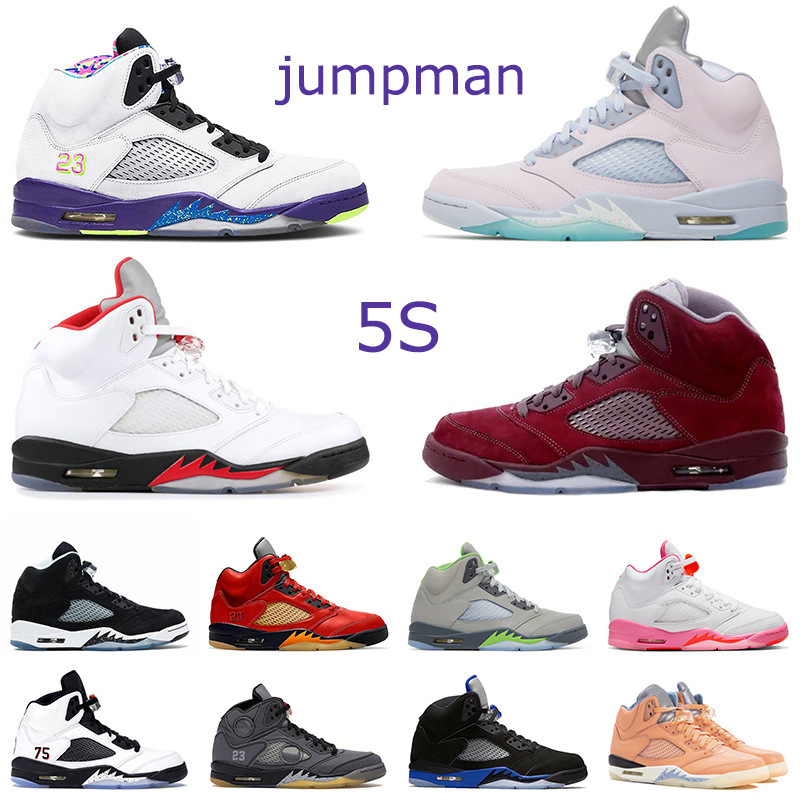 

5S Men Jumpman 5 Shoes Sports Sneakers Trainers jorda Burgundy offs white Black Muslin Alternate Bel Easter New Fire Red Oreo Racer Blue K0J0, 40-47 blue bird
