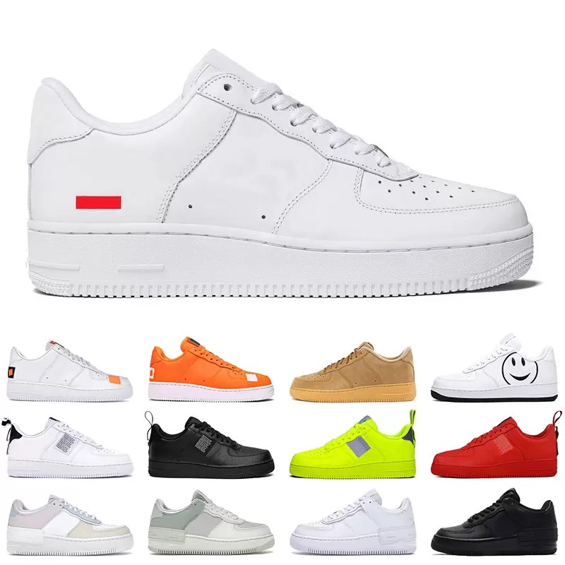 

men women airforce 1 White outdoor running shoes Black Wheat Orange af1 mens trainer designer sneakers, Color 23