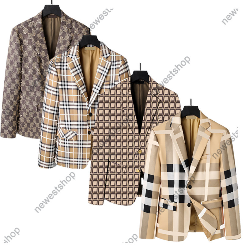 

2022 Western clothing mens Blazers designer autumn luxury outwear coat slim fit grid striped plaid geometry patchwork coats Male dress suit