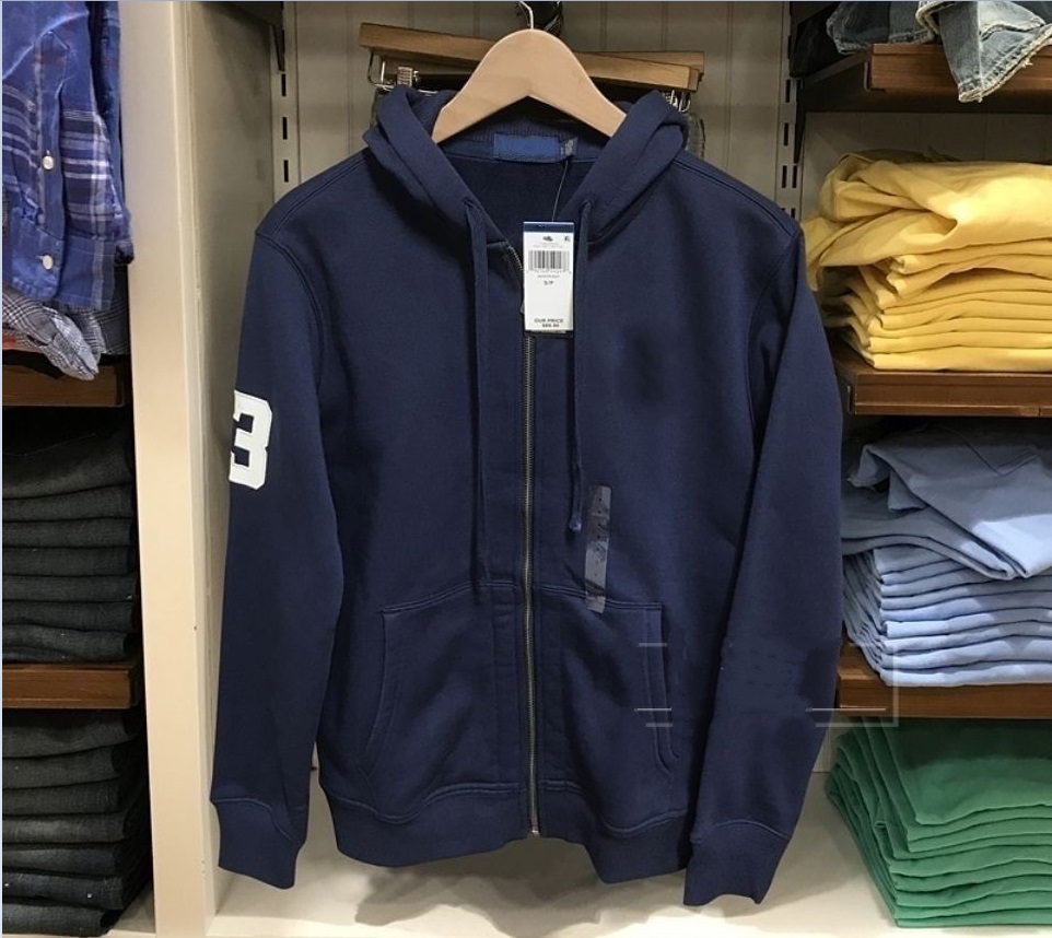 2023S Autumn and winter American zippered cardigan men's sweater pullover hooded coat top Polos casual plush men
