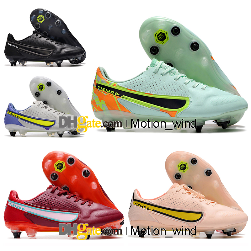 

GIFT BAG Mens High Top Football Boots Tiempo 9 Elite SG Firm Ground Cleats Legend IX ACC Soccer Shoes Outdoor Trainers Botas De Futbol, Color 2
