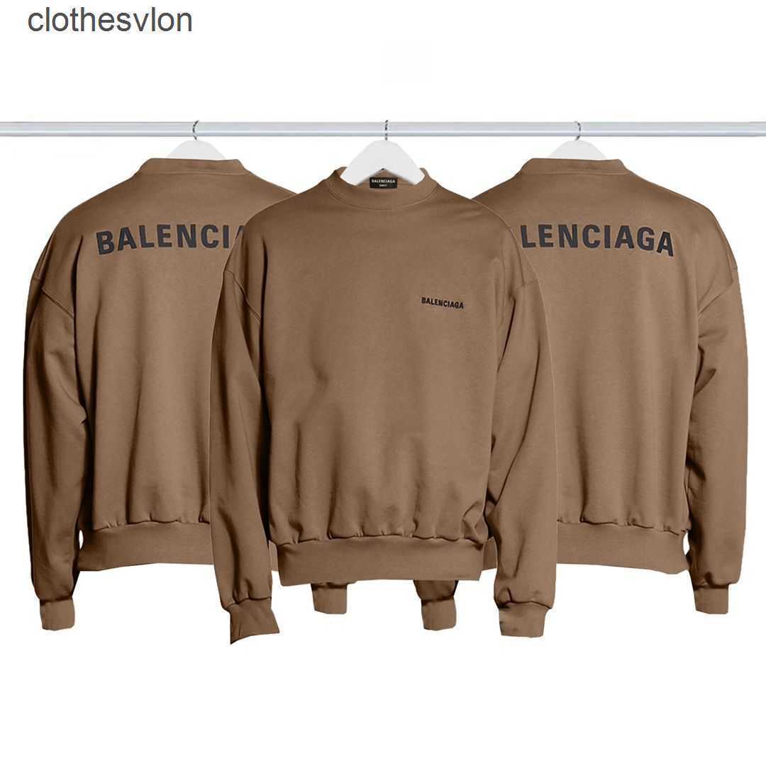 

Sweater Balencaigass Hoodies 2023 Autumn Winter 2022 Paris Front Back Letter Embroidery Round Neck Sweater Men Women, Camel