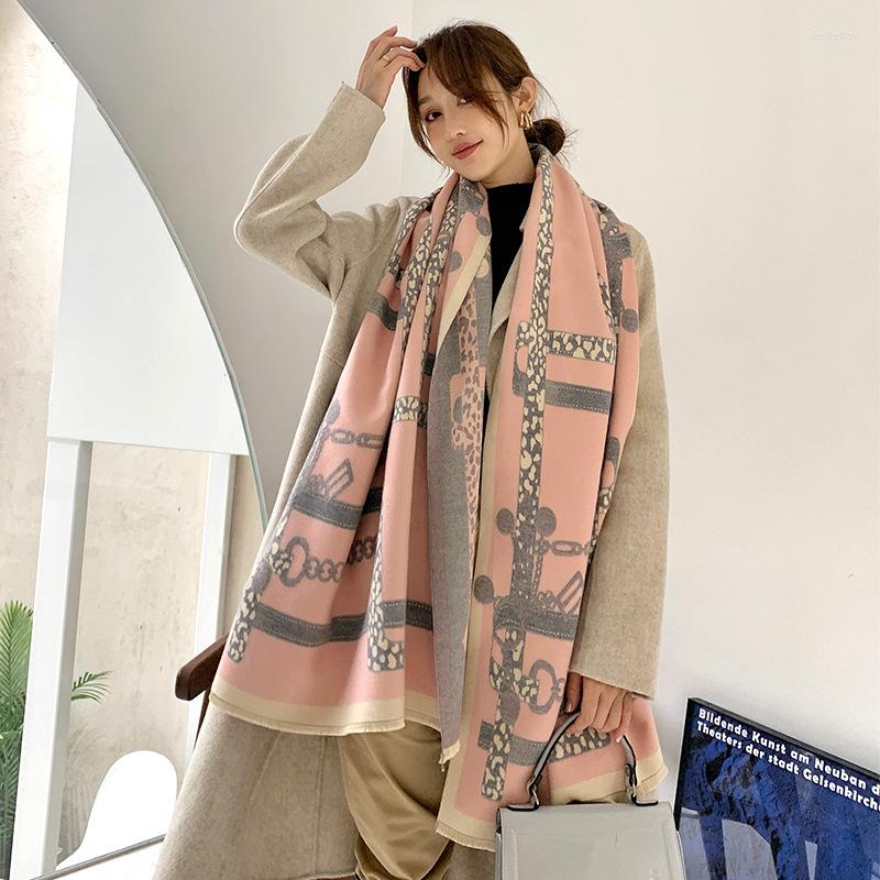 

Scarves 2023 Winter Scarf Women Design Print Pashmina Shawls Wraps Thick Warm Lady Cashmere Bufanda Brand Stoles
