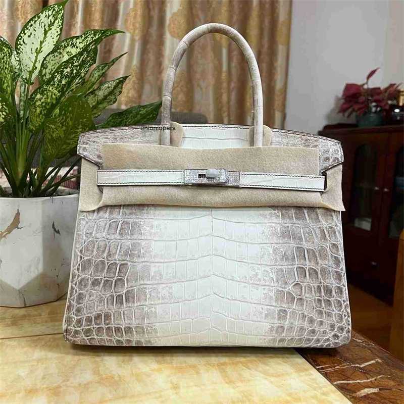 

birkin Women Bags Himalayan Nile Crocodile Leather Full Hand Sewing Honey Wax Thread Handbag Women's Bag 30 Large Capacity AOV9 ayw, Himalayan drill thread