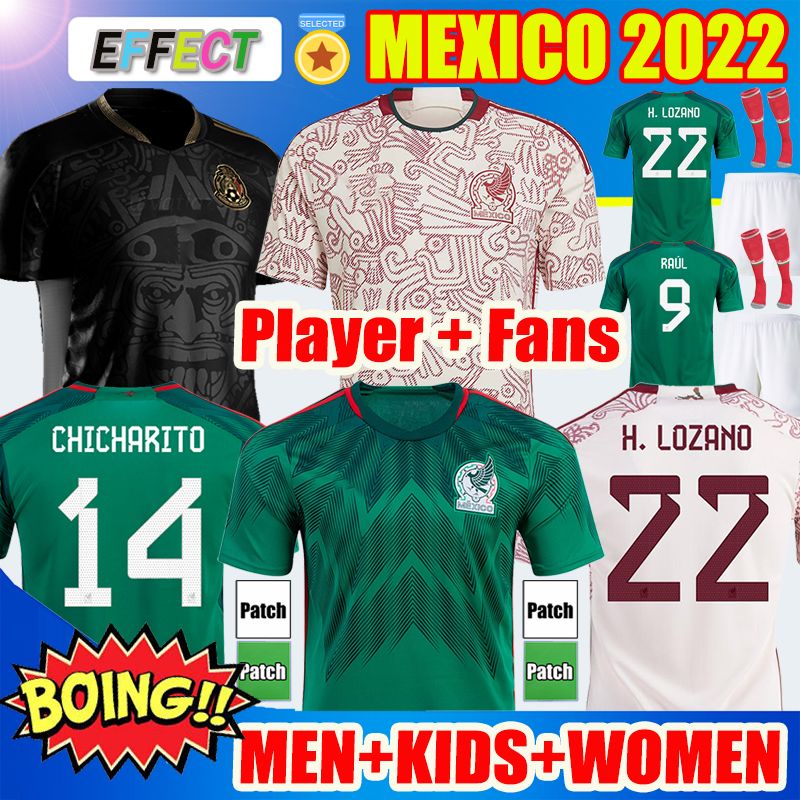 

Player Fans Version 2022 2023 Mexico Soccer Jersey Home green Away NEW National Copa America 22 23 CHICHARITO LOZANO VELA RAUL Men Kids Women Baby Football 1025, 22-23 home long sleeve