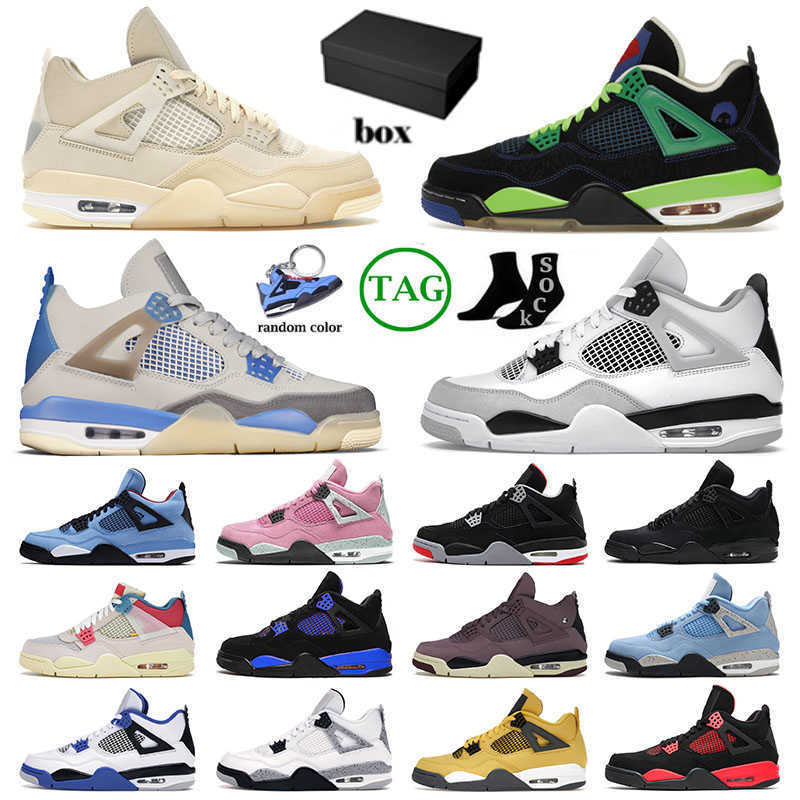 

Mens Womens Jumpman 4 Basketball Shoes Doernbecher 4s IV Military Black Cat Motorsport Sail Pink Blue Thunder Cactus Jack Sports Sneakers, 40-47 black