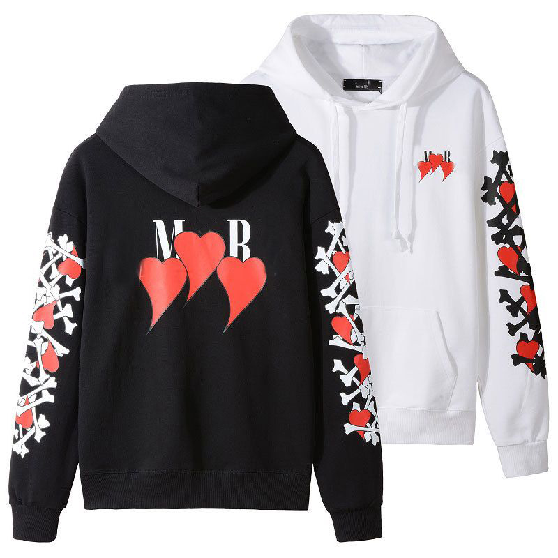 

Fall Love Letter Print Tshirt Top Men Sweatshirt Hoodie Bone Pattern Streetwear Men Sweatshirts, Black