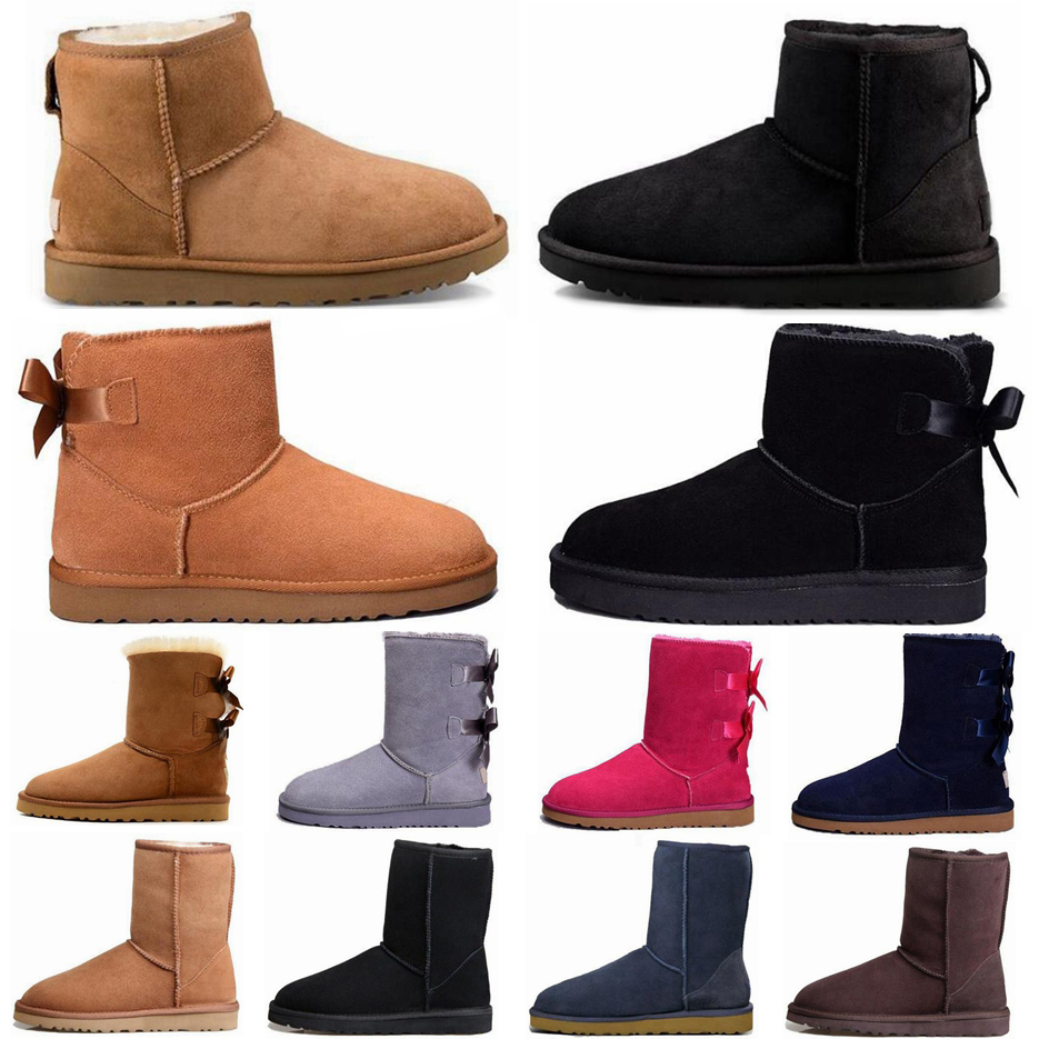 

Classic Designer Boot Women Australia Snow Boots Winter Ankle Short Bow Mini Half Fur Black Chestnut Pink Navy Booties Slippers Womens Fashion Shoe, 49