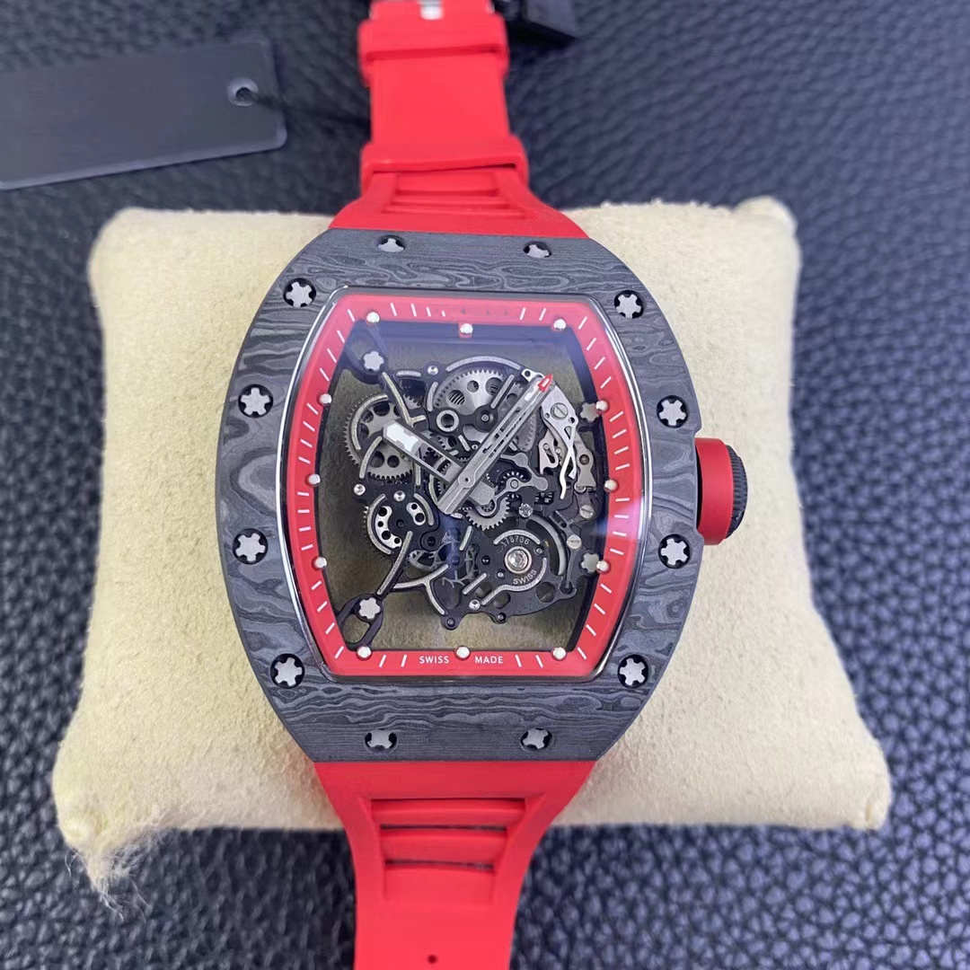 

BBR factory wristwatches Mechanical movement dimensions are consistent at 49.90X42.70 mm White ceramic case Sapphire crystal glass Natural rubber watchband RM055, As shown