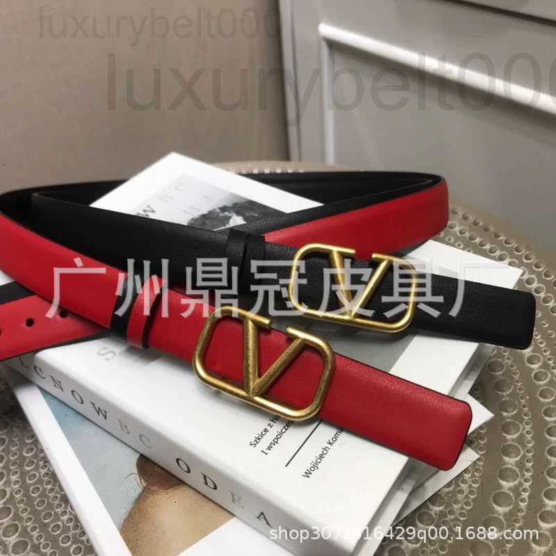 

Belts designer New letter v belt 2.5cm versatile simple double-sided available leather copper buckle thin women's width 7ZKQ, Red