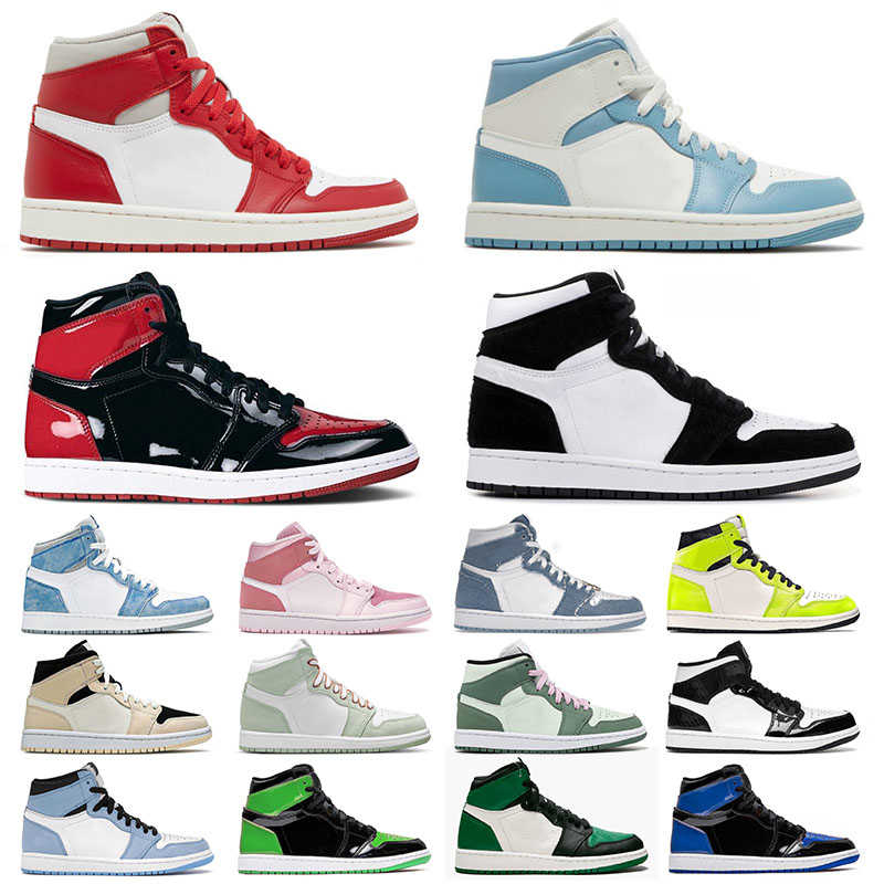 

Newstalgia Jumpman 1 1s Mens Womens Basketball Shoes Designer Denim Retro Unc Panda High University Blue Mid Dutch Green Sports Sneakers, 36-47 wolf grey aluminum