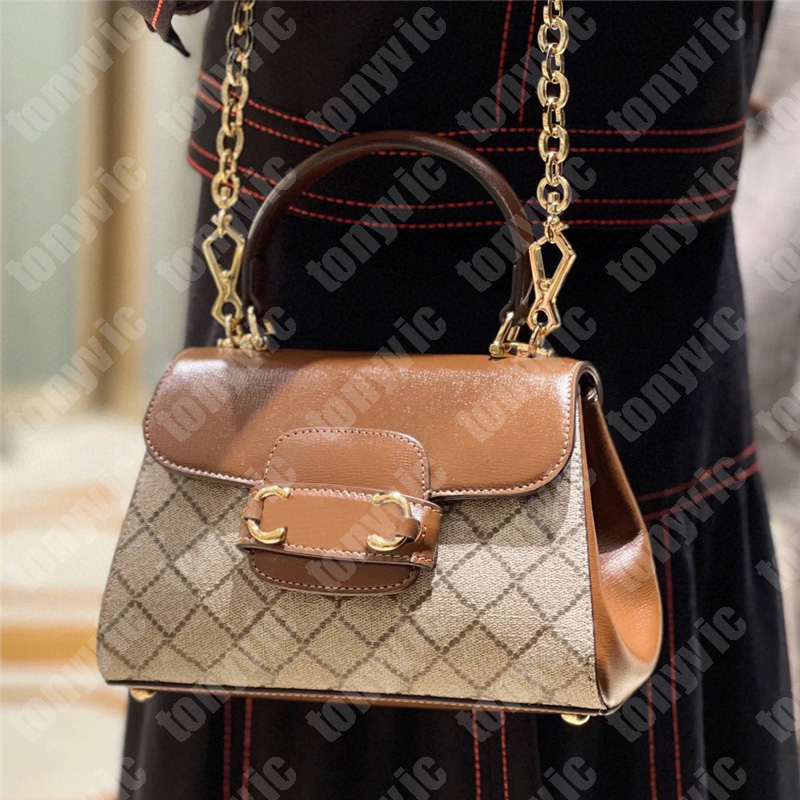 

Womens Designers Handbag Brand Classic Gold Buckle Horsebit Luxury Bags Brand Leather Shoulder Bag Hasp Crossbody Bags, Black