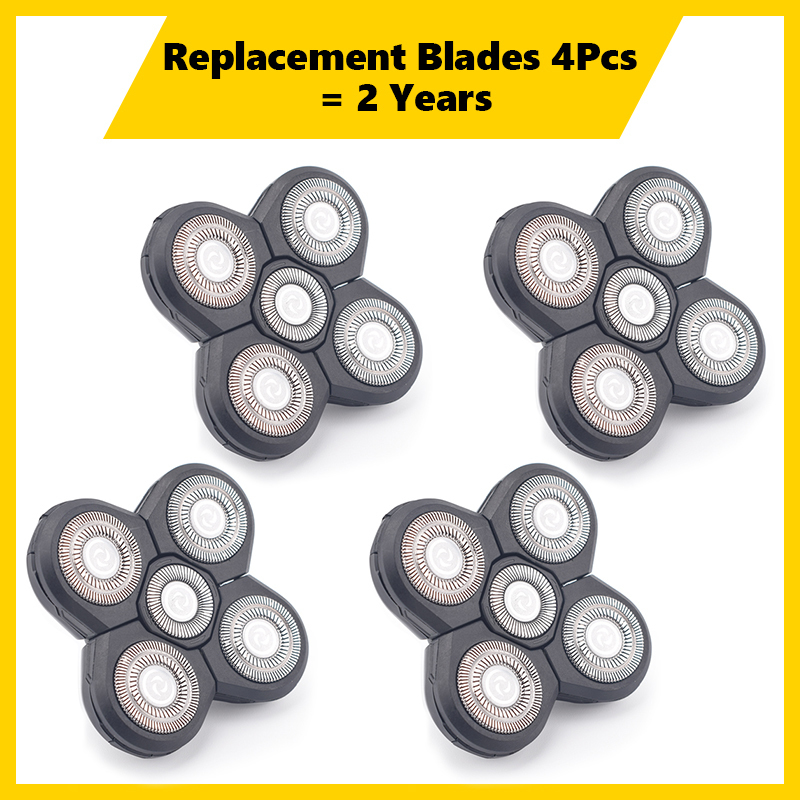 

Electric Shavers 4PCS Replacement Shaver Head Electric Shaver 5D Independently 5 Cutter Floating Head Waterproof Stainless Steel Razor Blade 221025