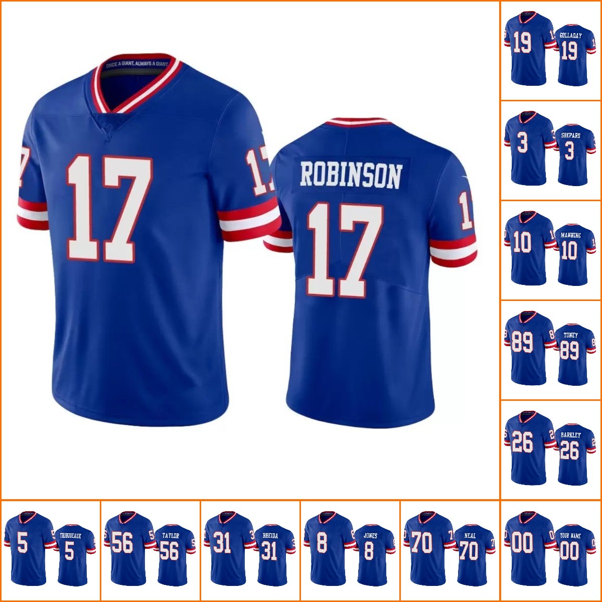 

Football Jersey Wholesale Custom New York''Giants''Men Women Youth Eli Manning aquon Barkley Lawrence Taylor Royal Classic Vapor Limited