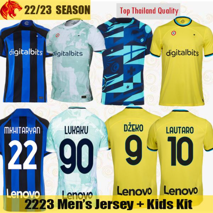 

22 23 LUKAKU soccer jerseys Inter DZEKO LAUTARO 2022 2023 BROZOVIC CALHANOGLU ALEXIS J.CORREA BARELLA Milan football shirt uniforms mens Jersey kids kit, Kids 2223 away