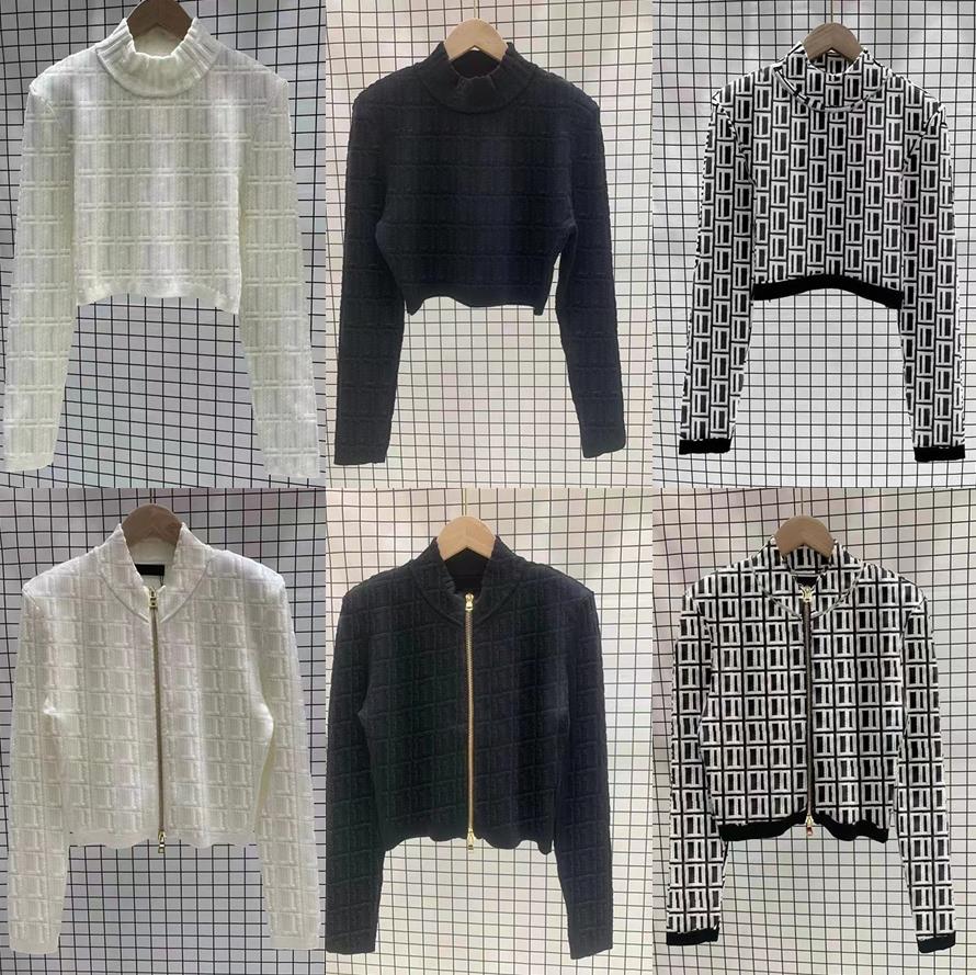 

Women designer sweaters long sleeve knitted pullover Top womens knits jacket zipper loose, Hi