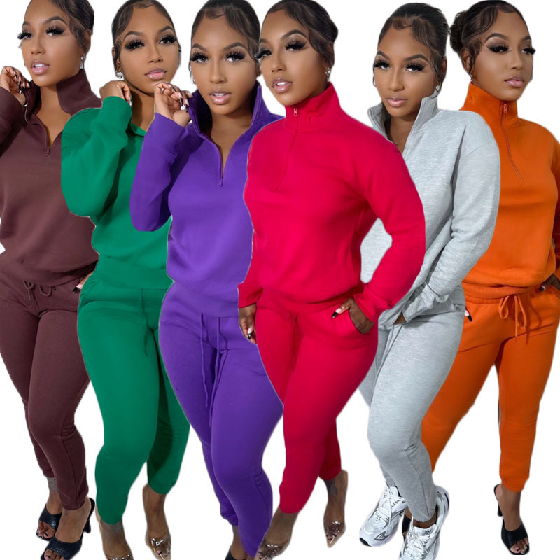 

Women Two Piece pants Long Sleeve Plush Pullover Hoodie Sport Pants Casual Outfits Sweatsuits, Red