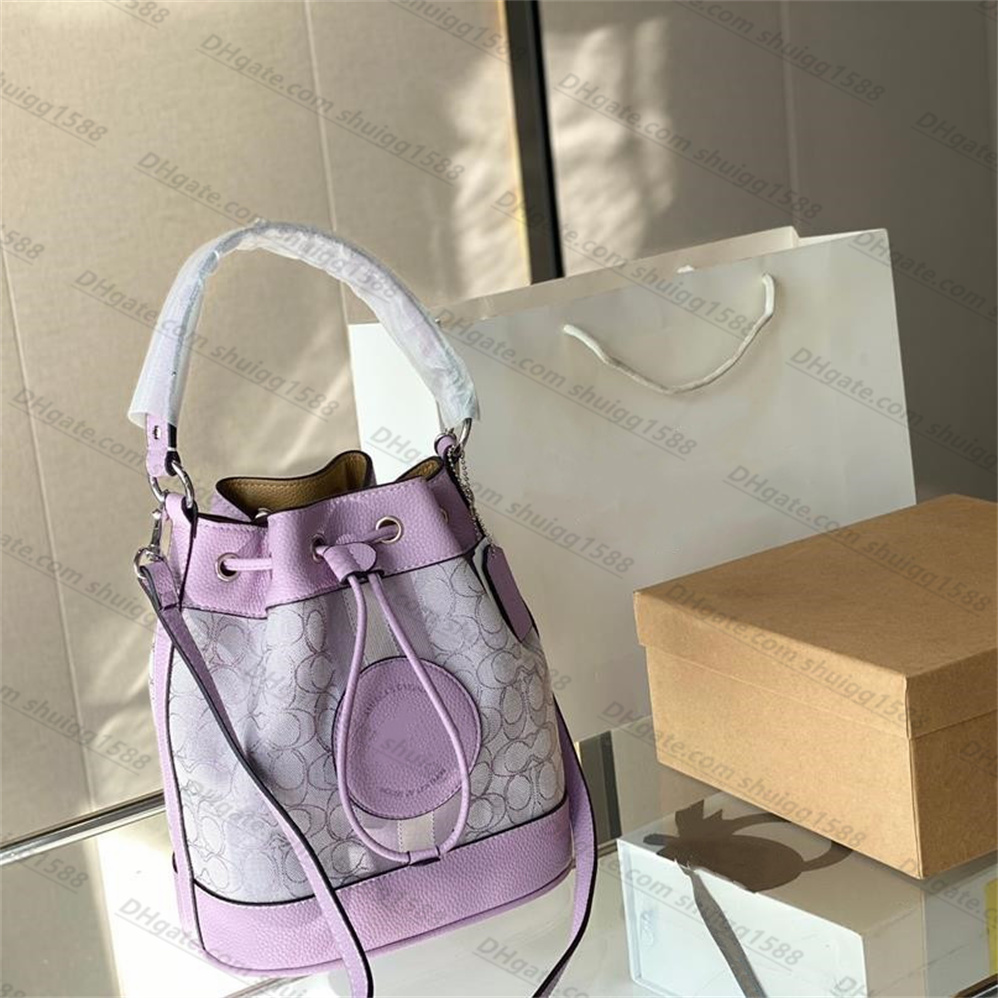 

Premium Leather Drawstring Canvas Embroidery shoulder bag Luxury Designer Wallet Handbag Men's Women's Evening Bags Totes Purse Pocket Interior Zipper Bags, Fuchsia