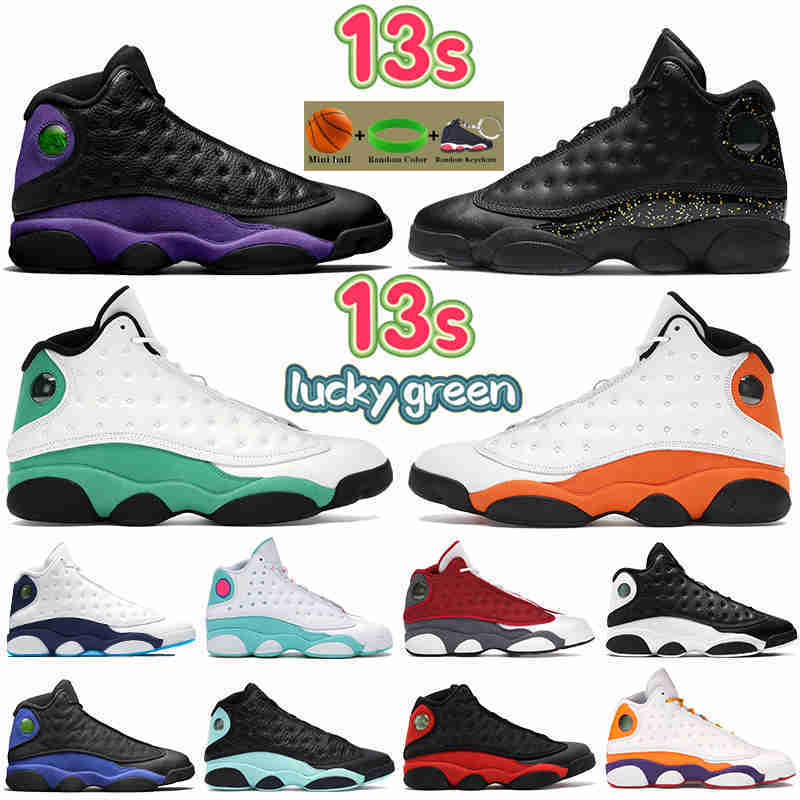 

newest 13 13s basketball shoes red flint starfish obsidian gold glitte lucky green black court purple men women sneakers us 713, 07 soar green