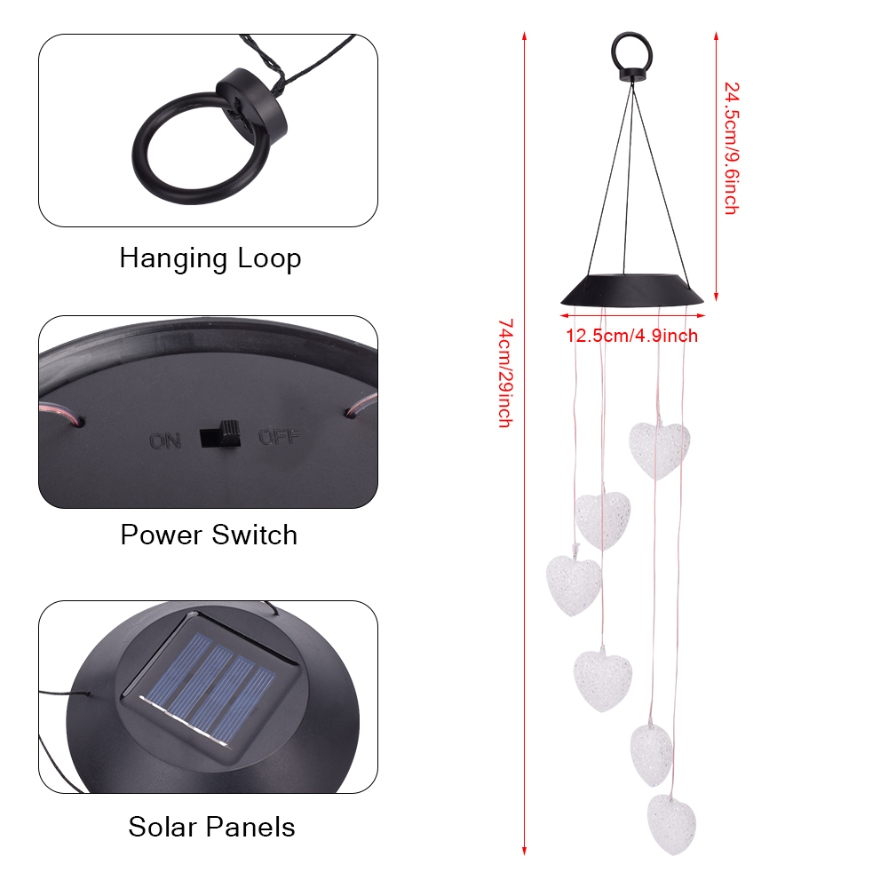

Other Electronics wyn maH Solar Intelligent Light Control Love Style Wind Chime Corridor Decoration Pendant