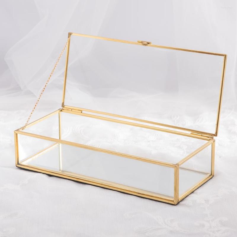 

Jewelry Pouches Clear Box Glass Jewelery Organizer Trinket Storage Display Stand Container With Cover For Earring Cosmetics Girl
