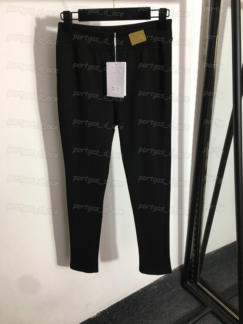 

Luxury Womens Pants Black Slit Design Leggings Vintage Fashion Calf Trouser, Black with label#20226555