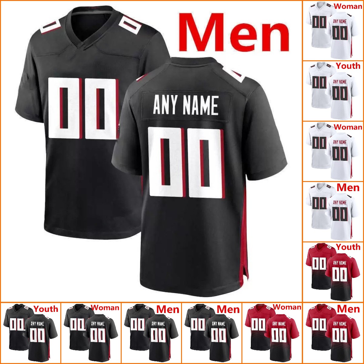 

Jersey Custom Football Atlanta''Falcons''5 DRAKE LONDON 21 Deion Sanders 8 Kyle Pitts 97 Grady Jarrett 89 Bryan Edwards 18 Ridley 45 Deion Jones Women Youth, Colour