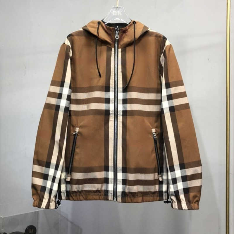 

Bb designer jacket mens zip cardigan coat bur hooded jacket men women tb plaid can wear windbreaker on both sides, Color1