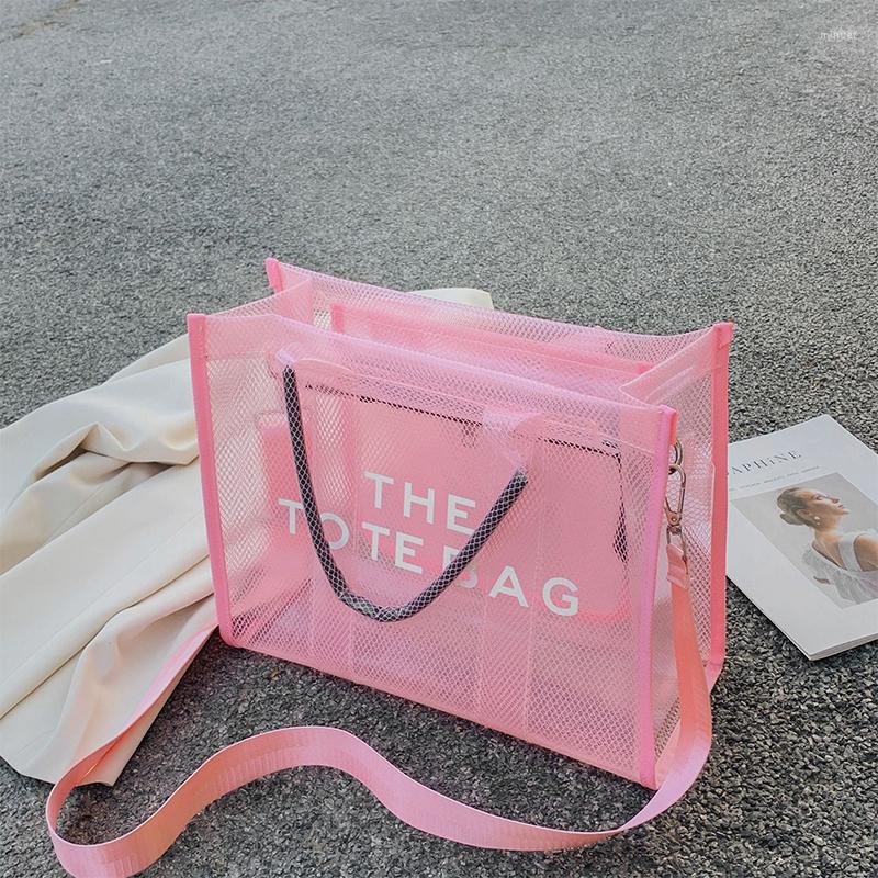 

Evening Bags Women Handbags Transparent Large Tote Bag Designer Clear PVC Luxury Shoulder Crossbody Summer Beach Jelly Fashion, White